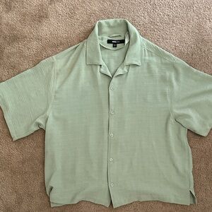 Fashion Nova Light Green Casual Button Down Shirt